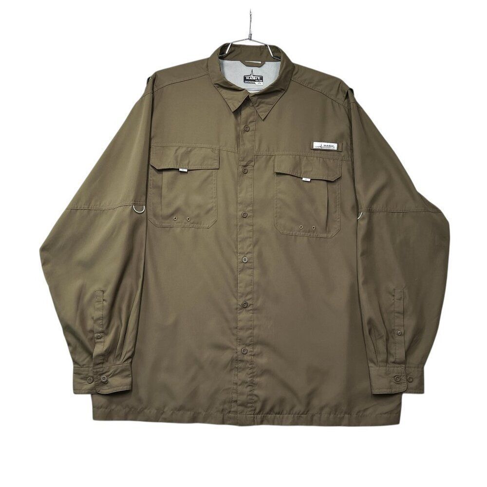 Habit Flushing Bay River‎ Long Sleeve Shirt Men's Size XXL Brown Fishing Outdoor